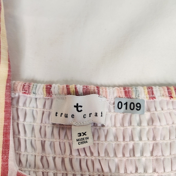 True Craft Striped Red, Pink, Blue and White Womens 3x Lined Dress. Babydoll - Picture 3 of 9